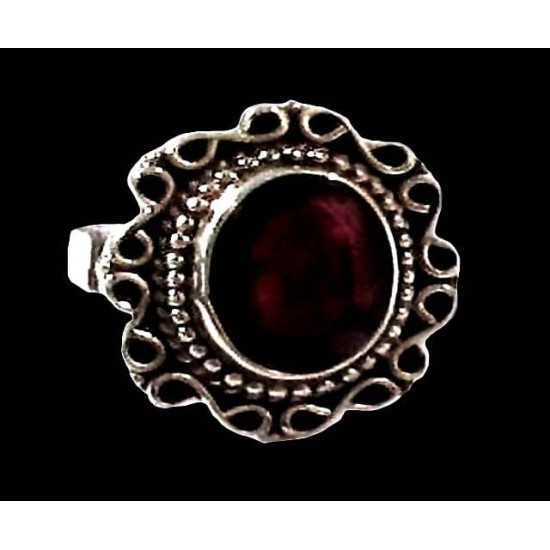 Indian silver jewellery - Indian Garnet Ring,Indian rings