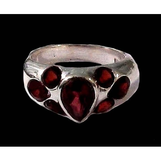 Indian silver jewellery - Indian Garnet Ring,Indian rings