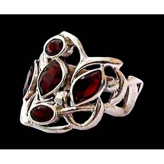 Indian silver jewellery - Indian Garnet Ring,Indian rings