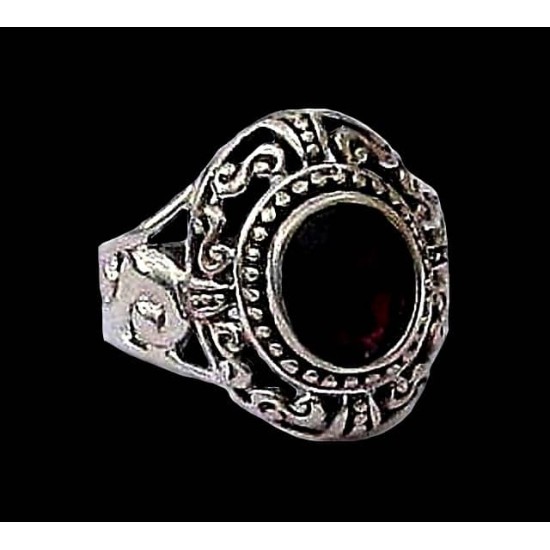 Indian silver jewellery - Indian Garnet Ring,Silver mens rings