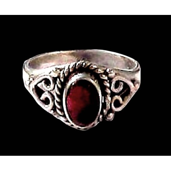 Indian silver jewellery - Indian Garnet Ring,Indian rings