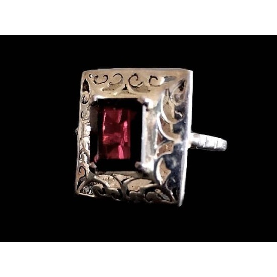 Indian silver jewellery - Indian Garnet Ring,Indian rings