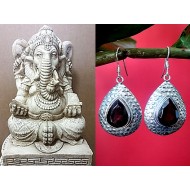 Indian silver jewellery - Indian Garnet Earrings