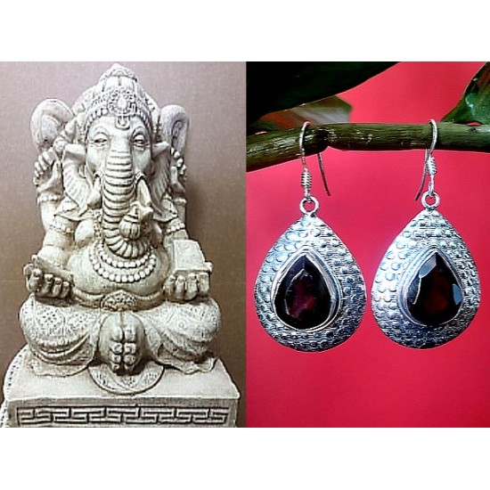 Bijoux indiens - Boucles d Oreilles indiennes - Grenat,Boucles d Oreilles indiennes