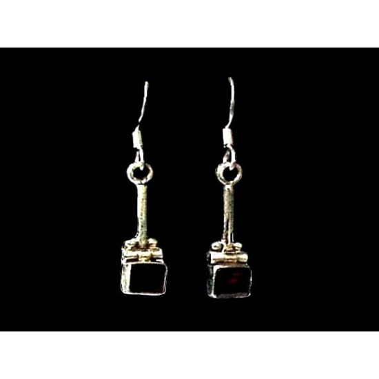 Indian silver jewellery - Indian Garnet Earrings,Indian Earrings