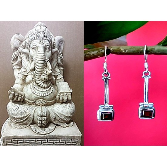 Indian silver jewellery - Indian Garnet Earrings (BO-GR-186) Indian silver jewellery - Indian Garnet Earrings,Indian Earrings