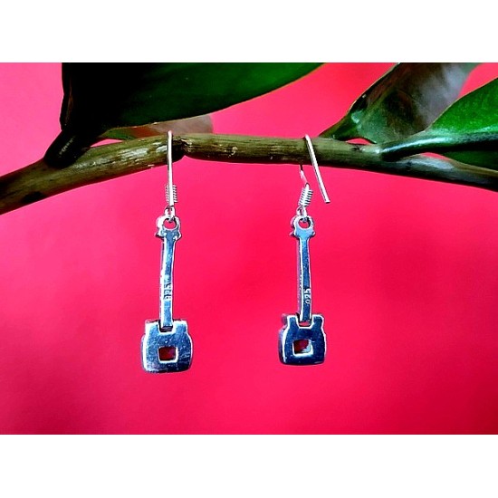 Indian silver jewellery - Indian Garnet Earrings (BO-GR-186) Indian silver jewellery - Indian Garnet Earrings,Indian Earrings