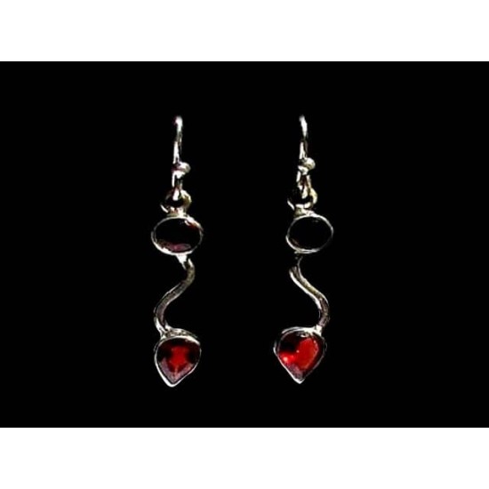 Indian silver jewellery - Indian Garnet Earrings,Indian Earrings