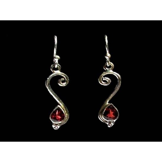 Indian silver jewellery - Indian Garnet Earrings,Indian Earrings