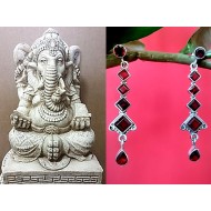 Indian silver jewellery - Indian Garnet Earrings