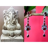 Indian silver jewellery - Indian Garnet Earrings
