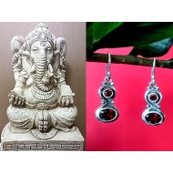 Indian silver jewellery - Indian Garnet Earrings