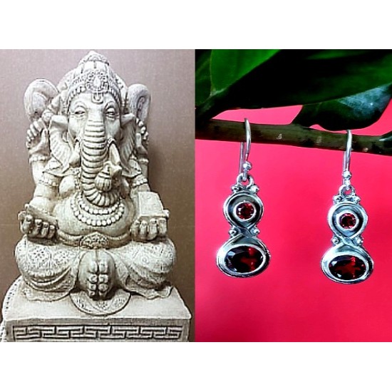 Indian silver jewellery - Indian Garnet Earrings,Indian Earrings