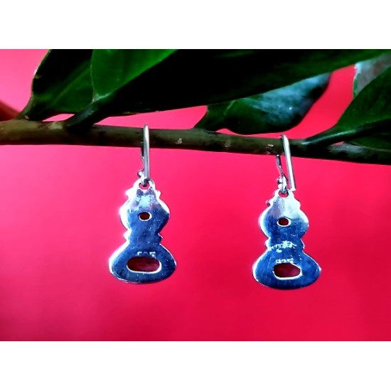 Indian silver jewellery - Indian Garnet Earrings,Indian Earrings