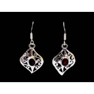 Indian silver jewellery - Indian Garnet Earrings