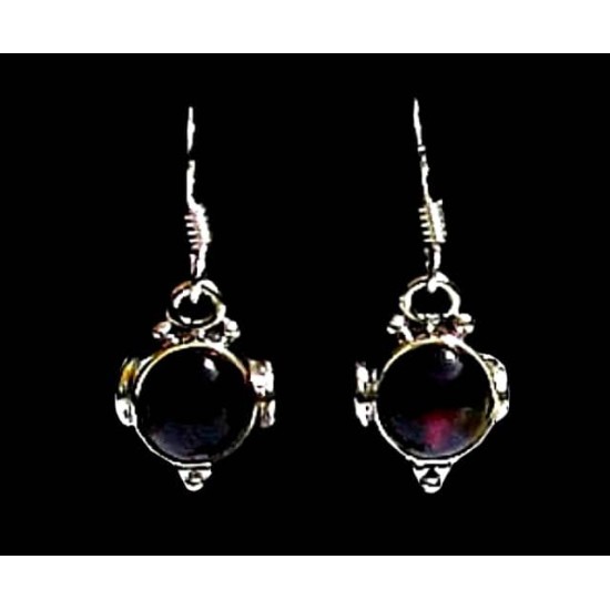 Indian silver jewellery - Earrings Garnet Indian,Indian Earrings