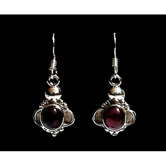 Indian silver jewellery - Earrings Garnet Indian,Indian Earrings