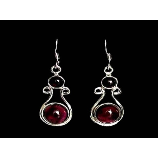 Indian silver jewellery - Earrings Garnet Indian,Indian Earrings