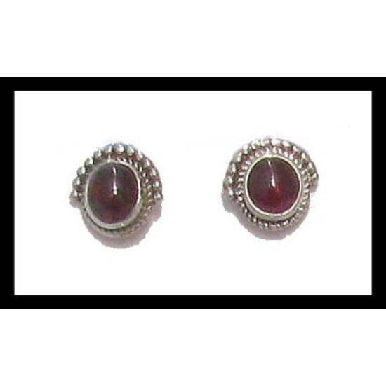 Indian silver jewellery - Indian Garnet Earrings,Indian Earrings