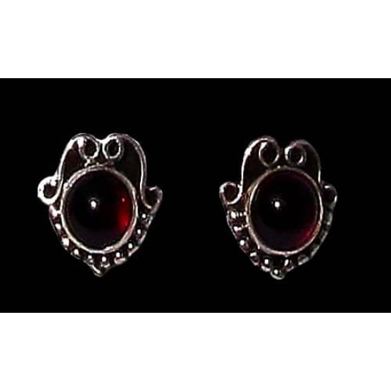 Indian silver jewellery - Indian Garnet Earrings,Indian Earrings