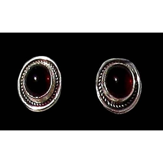 Indian silver jewellery - Indian Garnet Earrings,Indian Earrings