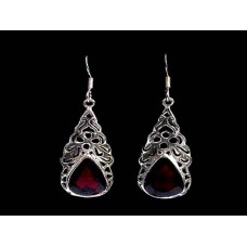 Bijoux indiens - Boucles d'Oreilles indiennes - Grenat Bijoux indiens - Boucles d'Oreilles indiennes - Grenat