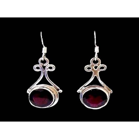 Indian silver jewellery - Indian Garnet Earrings,Indian Earrings