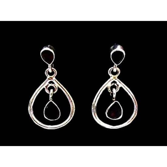 Indian silver jewellery - Indian Garnet Earrings,Indian Earrings