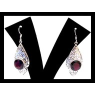 Indian silver jewellery - Indian Garnet Earrings