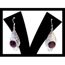 Bijoux indiens - Boucles d'Oreilles indiennes - Grenat Bijoux indiens - Boucles d'Oreilles indiennes - Grenat