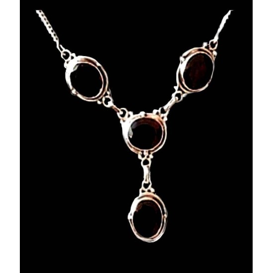 Indian jewelry - Garnet silver Indian necklace