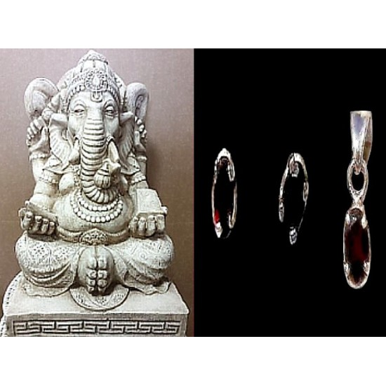 Indian silver jewellery - Indian Garnet Pendant set,Indian Pendant set