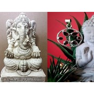 Garnet silver jewelry Indian pendant