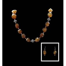 Bijoux indiens - Collier fantaisie en Ambre Chinoise Bijoux indiens - Collier fantaisie en Ambre Chinoise