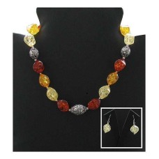 Bijoux indiens - Collier fantaisie en Ambre Chinoise Bijoux indiens - Collier fantaisie en Ambre Chinoise