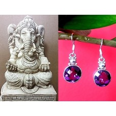 Bijoux indiens argent - Boucles d'Oreilles indiennes Améthyste Bijoux indiens argent - Boucles d'Oreilles indiennes Améthyste