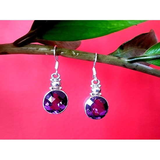 Indian silver jewellery - Earrings Amethyst Indian,Indian Earrings