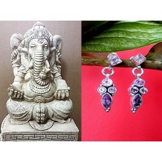 Bijoux indiens argent - Boucles d'Oreilles indiennes Améthyste Bijoux indiens argent - Boucles d'Oreilles indiennes Améthyste