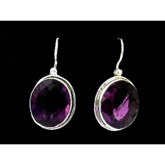 Indian silver jewellery - Earrings Amethyst Indian,Indian Earrings