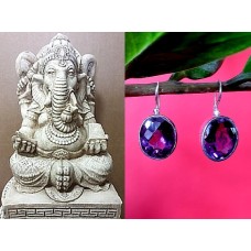 Bijoux indiens argent - Boucles d'Oreilles indiennes Améthyste Bijoux indiens argent - Boucles d'Oreilles indiennes Améthyste