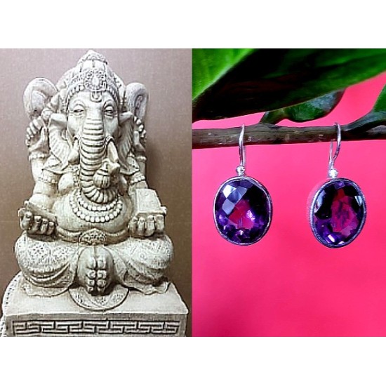 Indian silver jewellery - Earrings Amethyst Indian,Indian Earrings