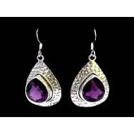 Indian silver jewellery - Earrings Amethyst Indian