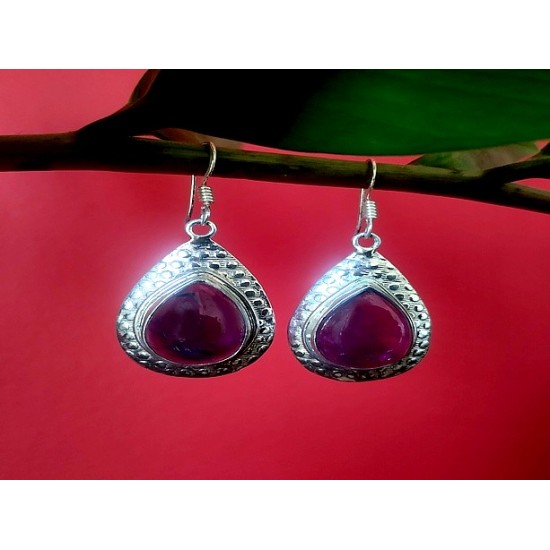 Indian silver jewellery - Earrings Amethyst Indian,Indian Earrings