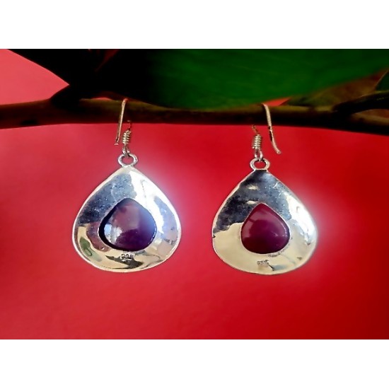 Indian silver jewellery - Earrings Amethyst Indian,Indian Earrings