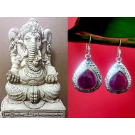 Indian silver jewellery - Earrings Amethyst Indian