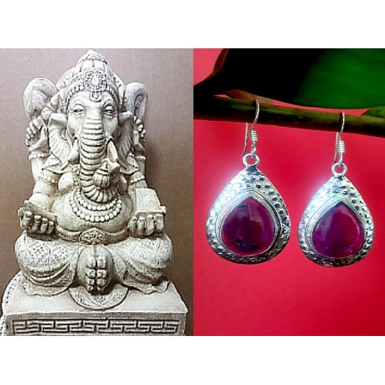 Indian silver jewellery - Earrings Amethyst Indian,Indian Earrings