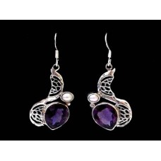 Bijoux indiens argent - Boucles d'Oreilles indiennes Améthyste Bijoux indiens argent - Boucles d'Oreilles indiennes Améthyste