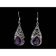 Indian silver jewellery - Earrings Amethyst Indian