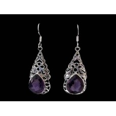 Bijoux indiens argent - Boucles d'Oreilles indiennes Améthyste Bijoux indiens argent - Boucles d'Oreilles indiennes Améthyste