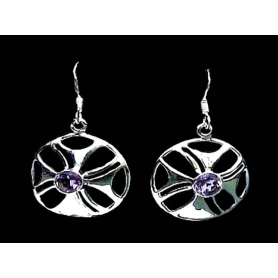 Indian silver jewellery - Earrings Amethyst Indian,Indian Earrings